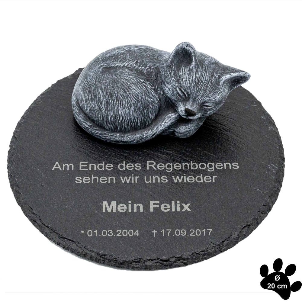 
            
                Laden Sie das Bild in den Galerie-Viewer, Tiergedenkstein Katze Sara mit Gravur, grau, Ø 20 cm
            
        