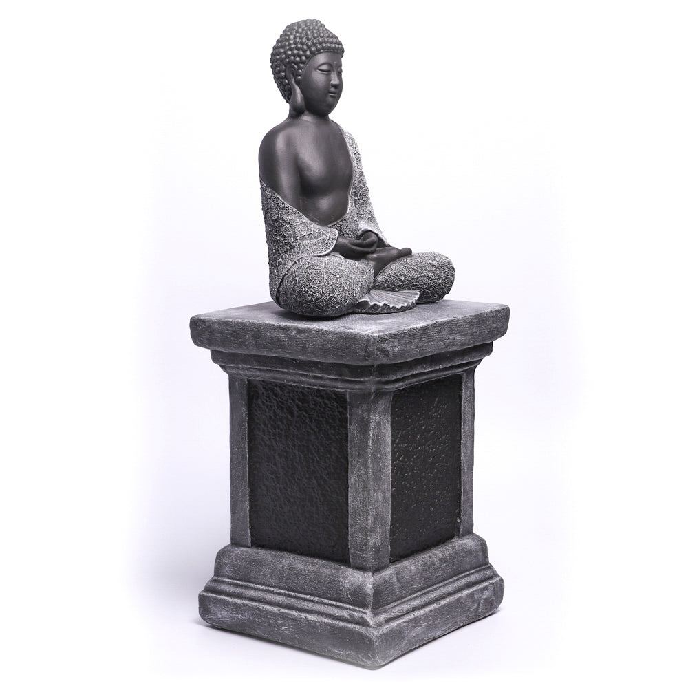 buddha-figur-mit-saeule-tiefes kunsthandwerk-schwarz