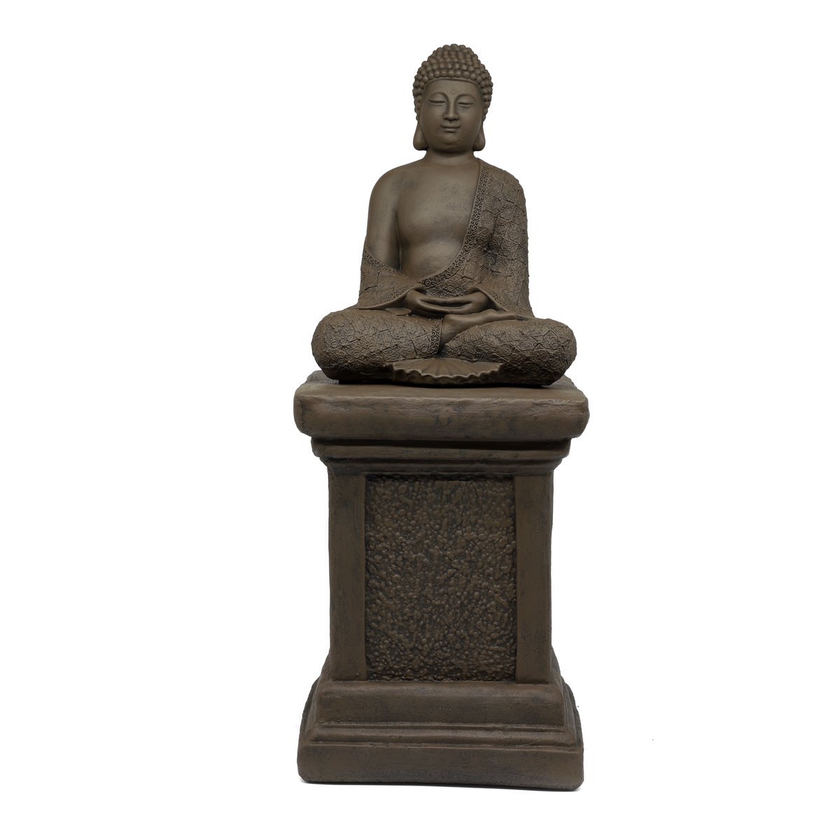 buddha-figur-mit-saeule-tiefes kunsthandwerk-braun